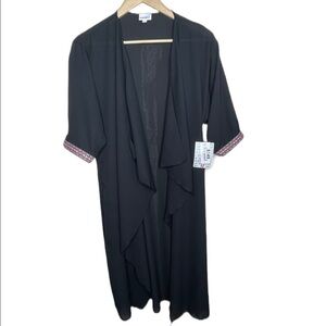 LULAROE Shirley sheer black cardigan kimono with sleeve detail